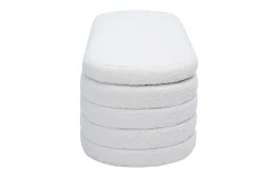 Banc coffre en tissu effet laine bouclée blanc L125 cm NAVY