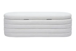 Banc coffre en tissu effet laine bouclée blanc L125 cm NAVY