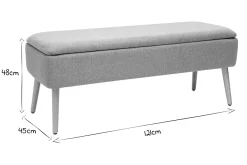 Banc coffre en tissu effet velours texturé terracotta et bois clair massif L120 cm LARS