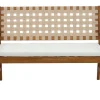 Banc de jardin en bois massif 2 places avec coussin blanc et sangles L114 cm SANTANA