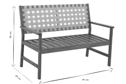 Banc de jardin en bois massif 2 places avec coussin blanc et sangles L114 cm SANTANA