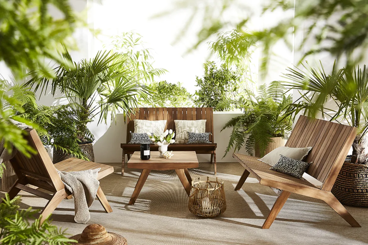 Banc de jardin en bois massif 2 places L116 cm TIDAK