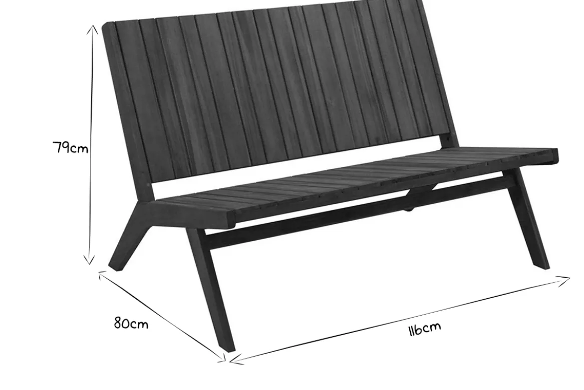 Banc de jardin en bois massif 2 places L116 cm TIDAK