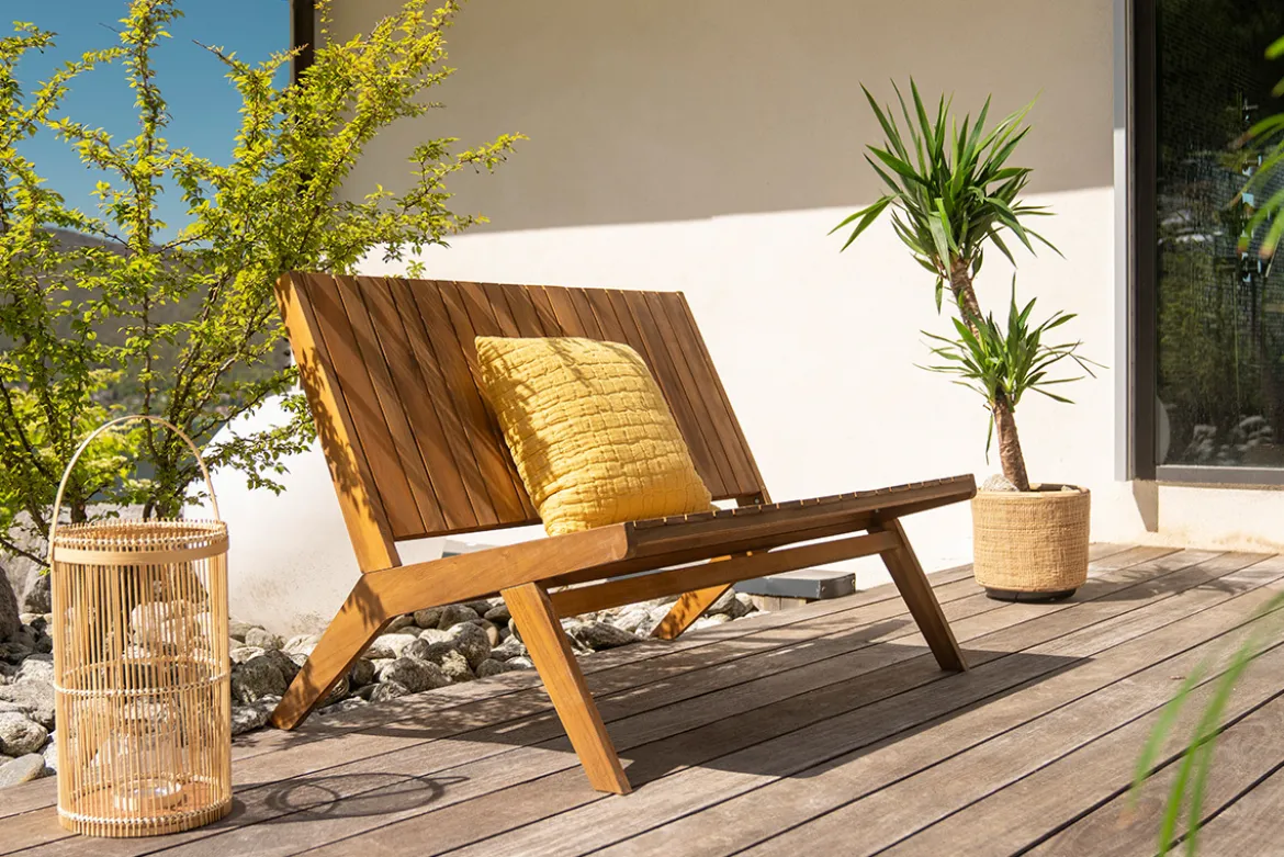 Banc de jardin en bois massif 2 places L116 cm TIDAK
