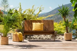 Banc de jardin en bois massif 2 places L116 cm TIDAK