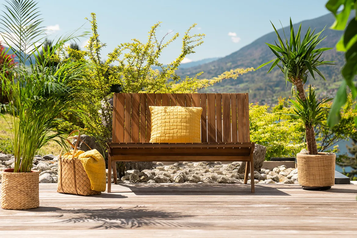 Banc de jardin en bois massif 2 places L116 cm TIDAK