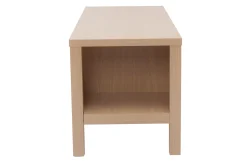 Banc d'entrée avec rangement finition bois clair chêne avec coussin banquette grège L100 cm GUMBY