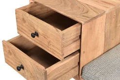 Banc d'entrée avec rangements 2 tiroirs en bois clair massif L110 cm ALTY