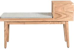 Banc d'entrée avec rangements 2 tiroirs en bois clair massif L110 cm ALTY