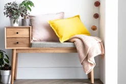 Banc d'entrée avec rangements 2 tiroirs en bois clair massif L110 cm ALTY