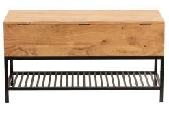 Banc d'entrée industriel avec coffre de rangement en bois massif et métal noir L100 cm SORG