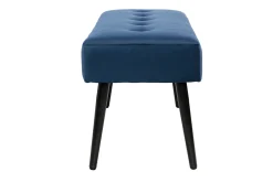 Banc design capitonné en tissu velours bleu nuit et métal noir L96 cm GUESTA