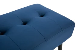 Banc design capitonné en tissu velours bleu nuit et métal noir L96 cm GUESTA