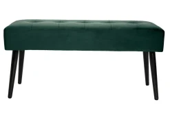Banc design capitonné en tissu velours vert foncé et métal noir L96 cm GUESTA