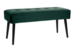Banc design capitonné en tissu velours vert foncé et métal noir L96 cm GUESTA