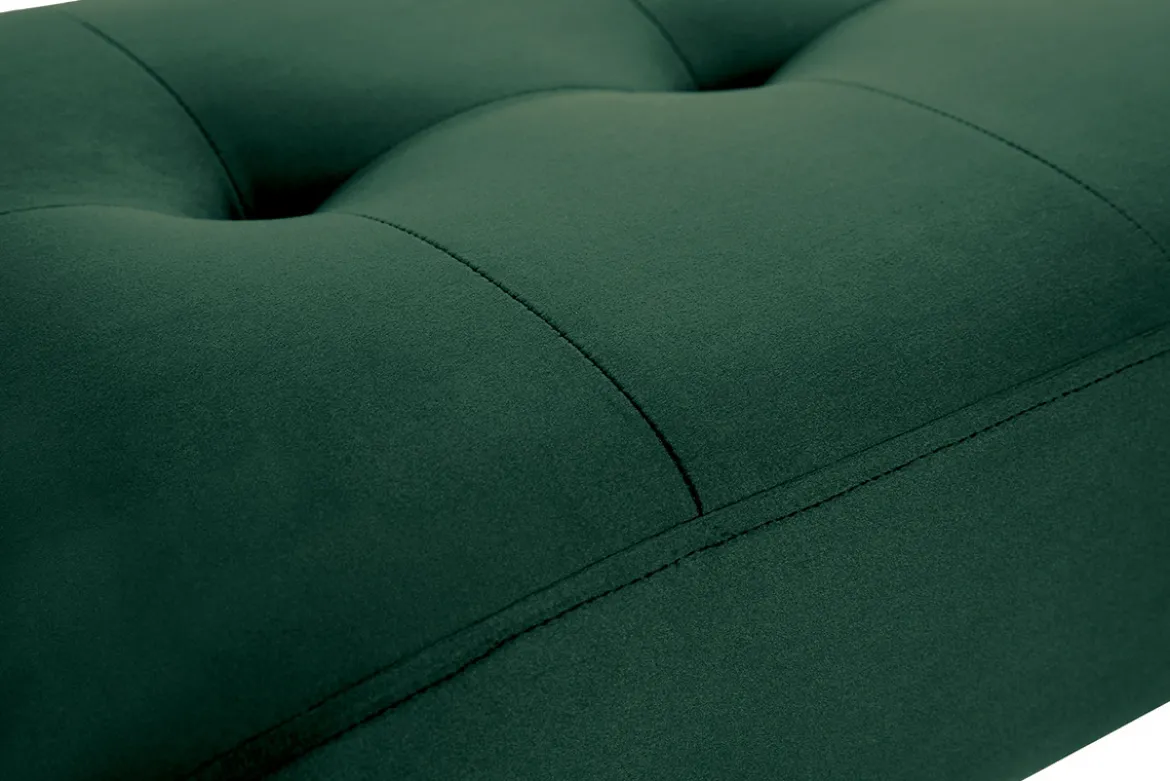 Banc design capitonné en tissu velours vert foncé et métal noir L96 cm GUESTA