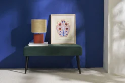 Banc design capitonné en tissu velours vert foncé et métal noir L96 cm GUESTA