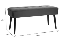 Banc design capitonné en tissu velours vert foncé et métal noir L96 cm GUESTA