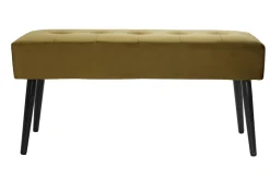 Banc design capitonné en tissu velours bronze et métal noir L96 cm GUESTA