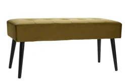 Banc design capitonné en tissu velours bronze et métal noir L96 cm GUESTA