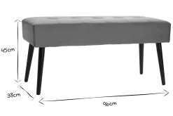Banc design capitonné en tissu velours bronze et métal noir L96 cm GUESTA