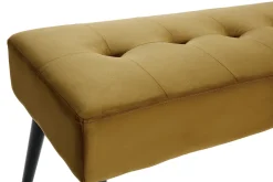 Banc design capitonné en tissu velours bronze et métal noir L96 cm GUESTA