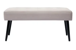 Banc design capitonné en tissu velours taupe et métal noir L96 cm GUESTA