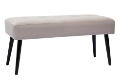 Banc design capitonné en tissu velours taupe et métal noir L96 cm GUESTA