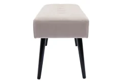 Banc design capitonné en tissu velours taupe et métal noir L96 cm GUESTA