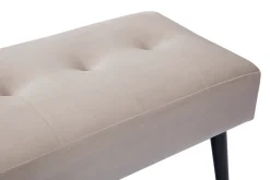 Banc design capitonné en tissu velours taupe et métal noir L96 cm GUESTA