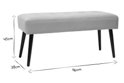 Banc design capitonné en tissu velours taupe et métal noir L96 cm GUESTA