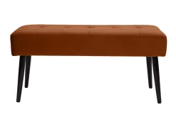 Banc design capitonné en velours terre brûlée et métal noir L95 cm GUESTA