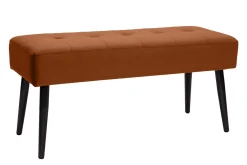 Banc design capitonné en velours terre brûlée et métal noir L95 cm GUESTA