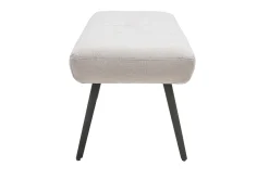 Banc en tissu effet velours texturé beige, bois clair et métal noir L123 cm ELIOR