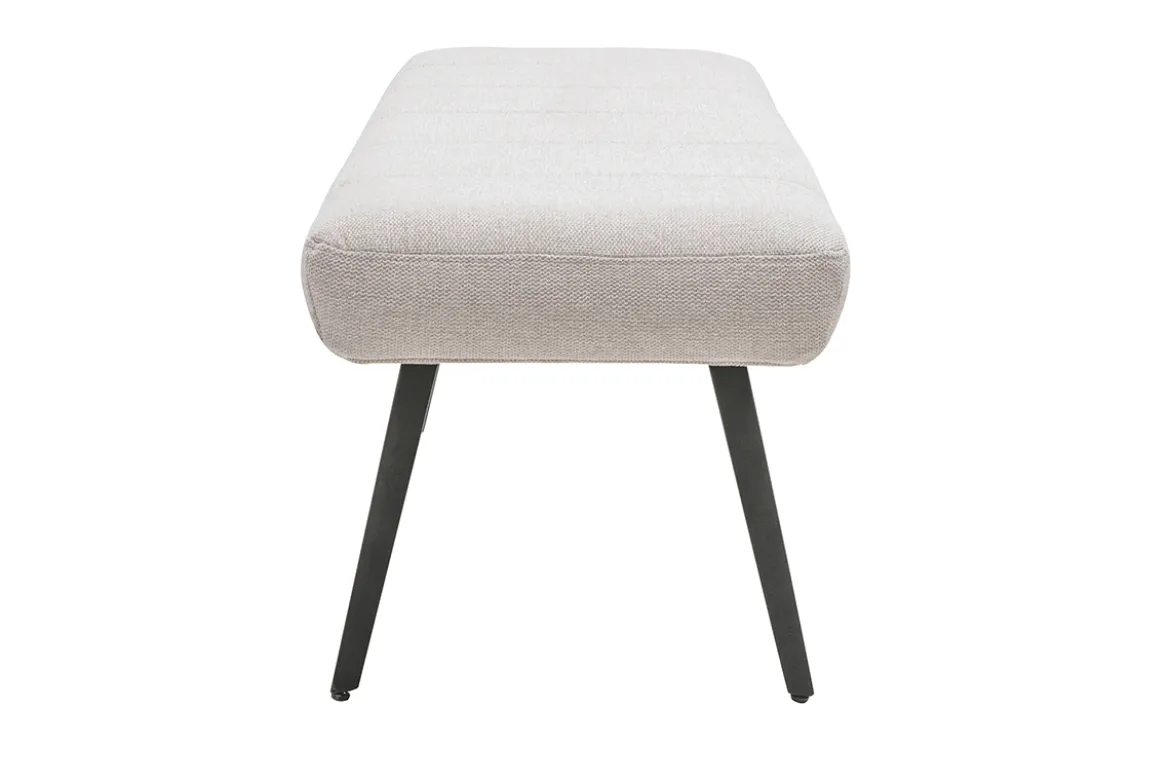 Banc en tissu effet velours texturé beige, bois clair et métal noir L123 cm ELIOR