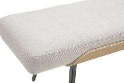 Banc en tissu effet velours texturé beige, bois clair et métal noir L123 cm ELIOR