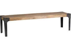 Banc industriel en bois manguier massif et métal noir L180 cm MADISON