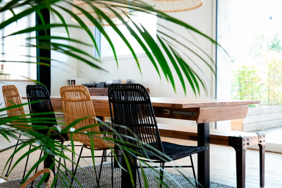 Banc industriel en bois manguier massif et métal noir L180 cm MADISON