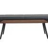 Banc noir, bois foncé et métal noir L123 cm ELIOR