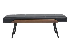 Banc noir, bois foncé et métal noir L123 cm ELIOR