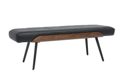 Banc noir, bois foncé et métal noir L123 cm ELIOR