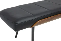 Banc noir, bois foncé et métal noir L123 cm ELIOR