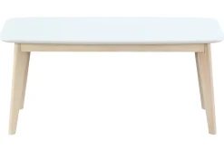 Banc scandinave blanc et bois clair L100 cm LEENA