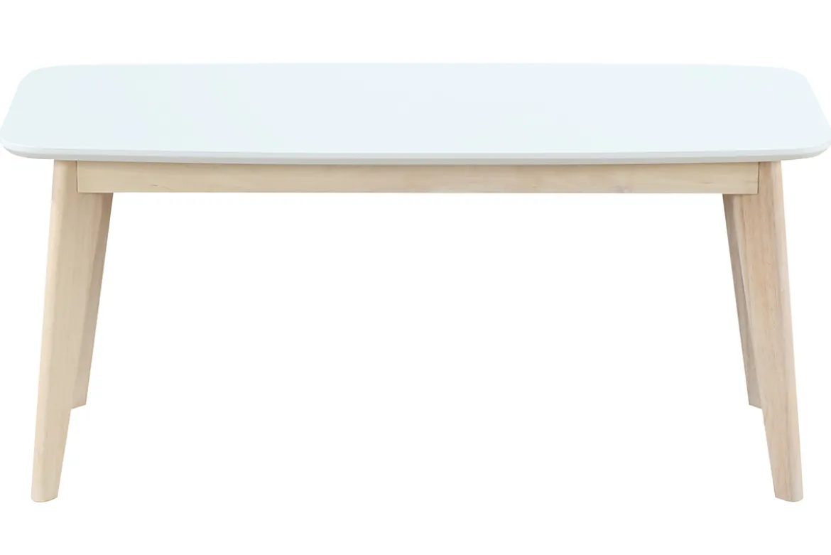 Banc scandinave blanc et bois clair L100 cm LEENA
