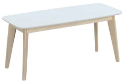 Banc scandinave blanc et bois clair L100 cm LEENA