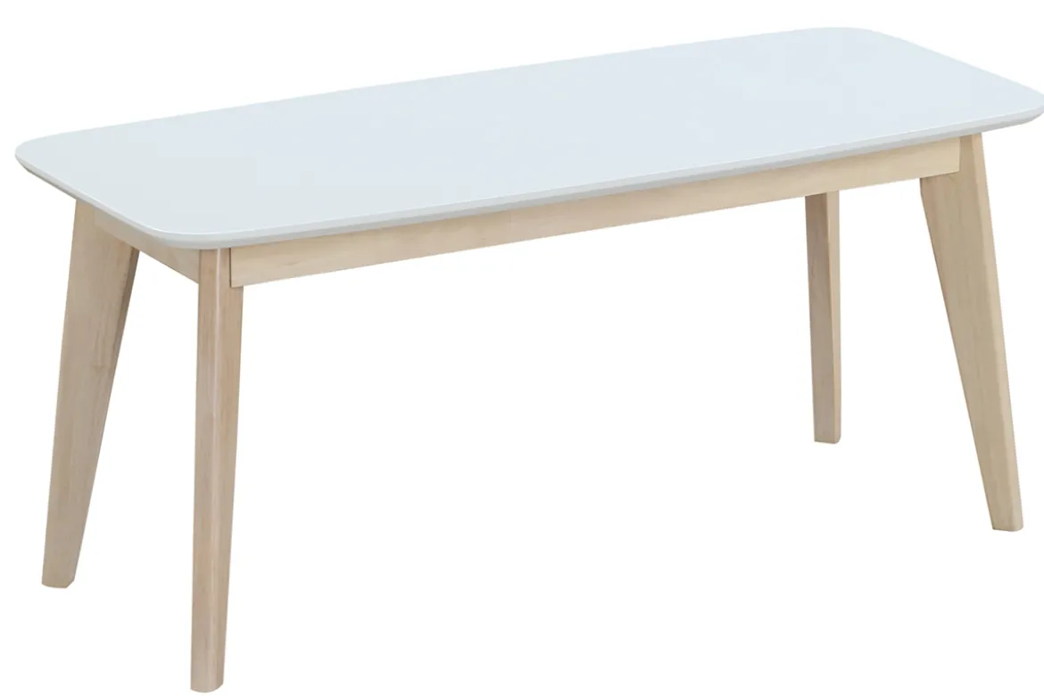 Banc scandinave blanc et bois clair L100 cm LEENA