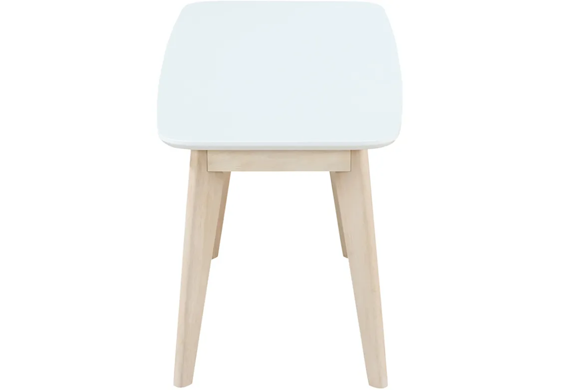 Banc scandinave blanc et bois clair L100 cm LEENA