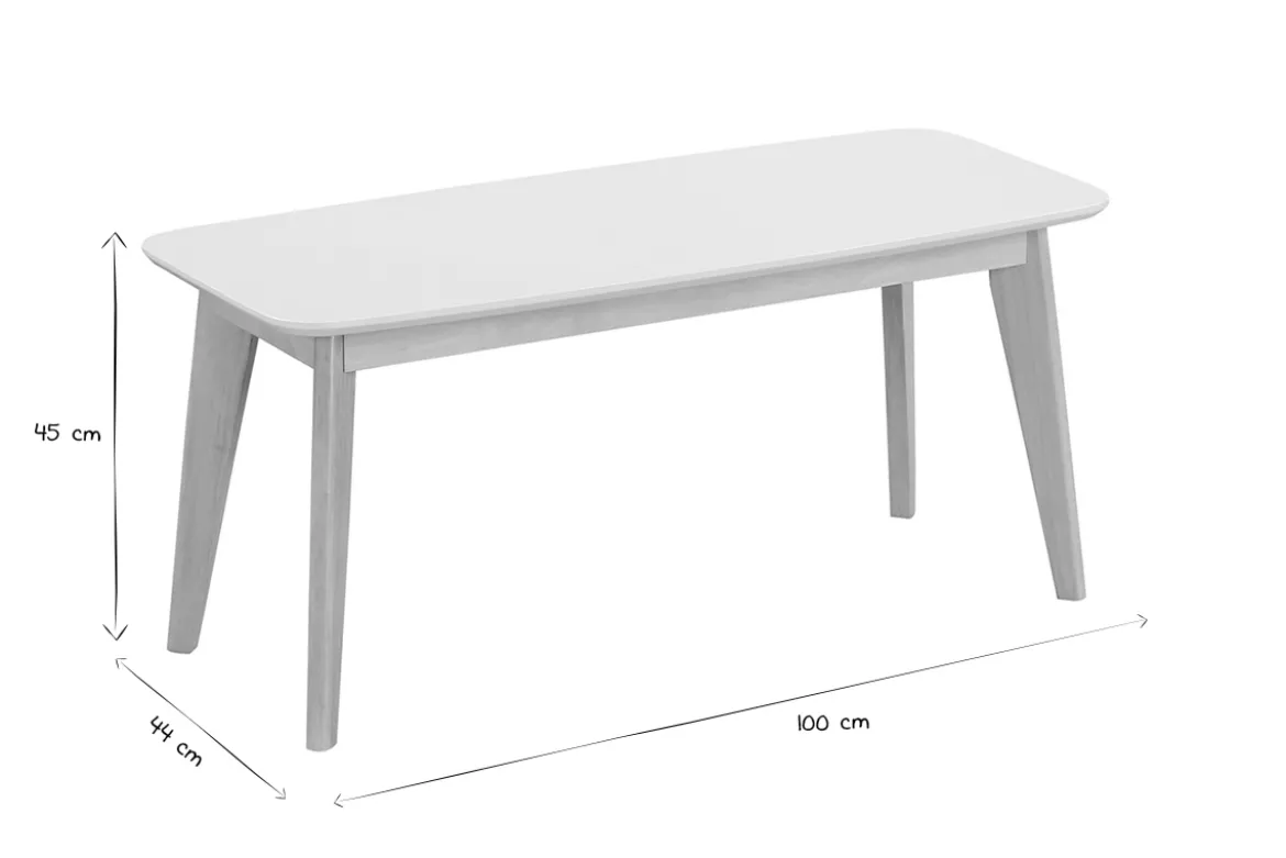 Banc scandinave blanc et bois clair L100 cm LEENA