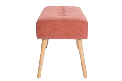 Banc scandinave capitonné en tissu effet velours texturé terracotta et bois clair L96 cm GUESTA