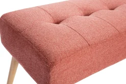 Banc scandinave capitonné en tissu effet velours texturé terracotta et bois clair L96 cm GUESTA